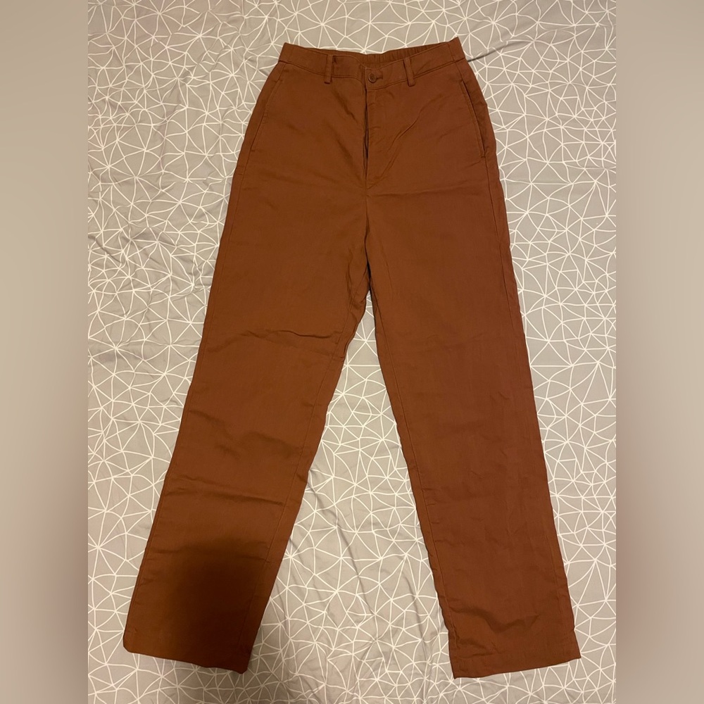 Linen pants, pumpkin color, size xs 24-25inch, banding waist
